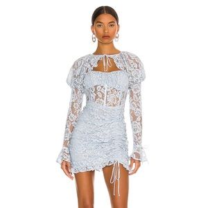 For Love & Lemons Victoria Mini Dress in Blue